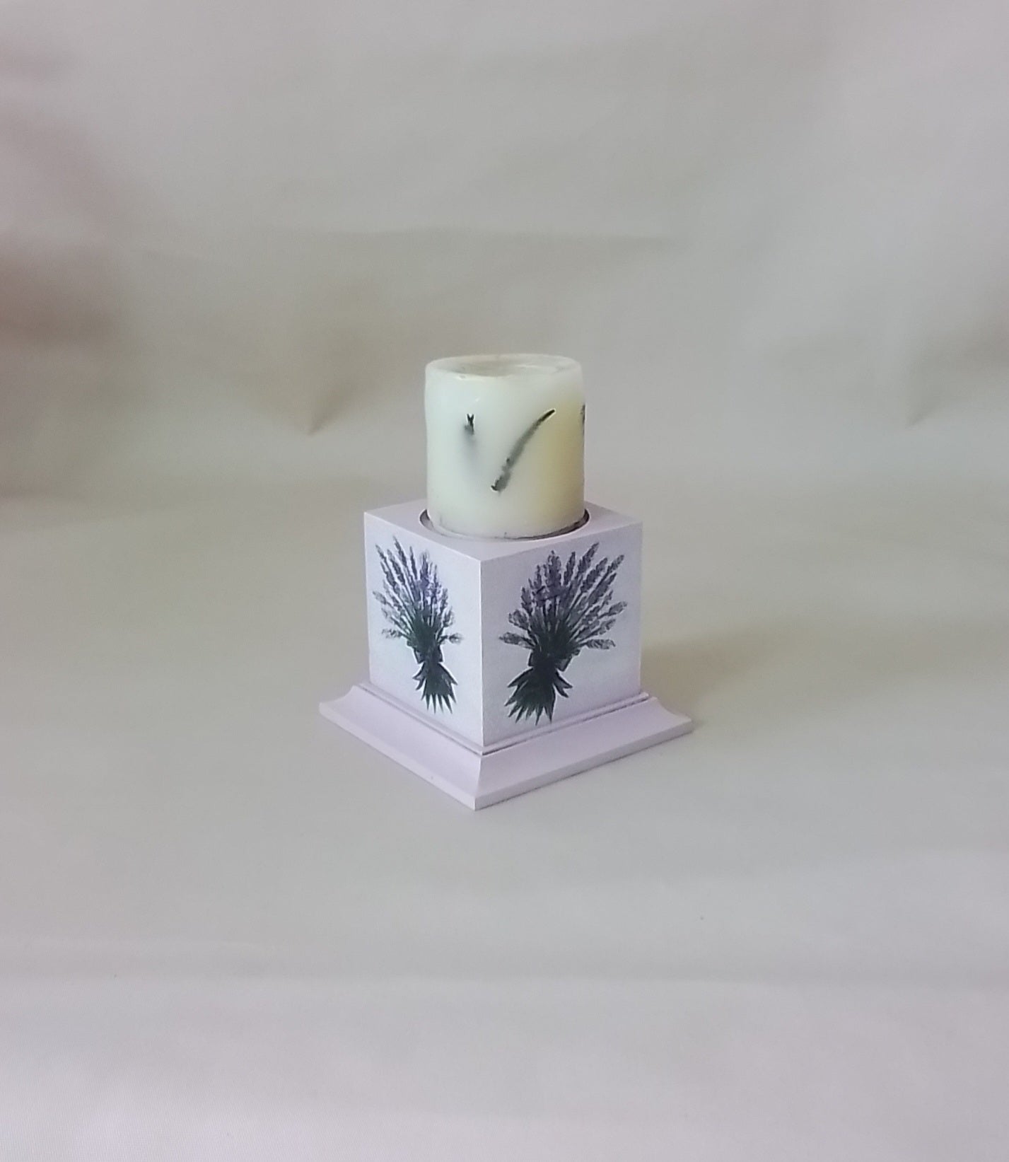 Wooden Box Lavender Design Candle Holder