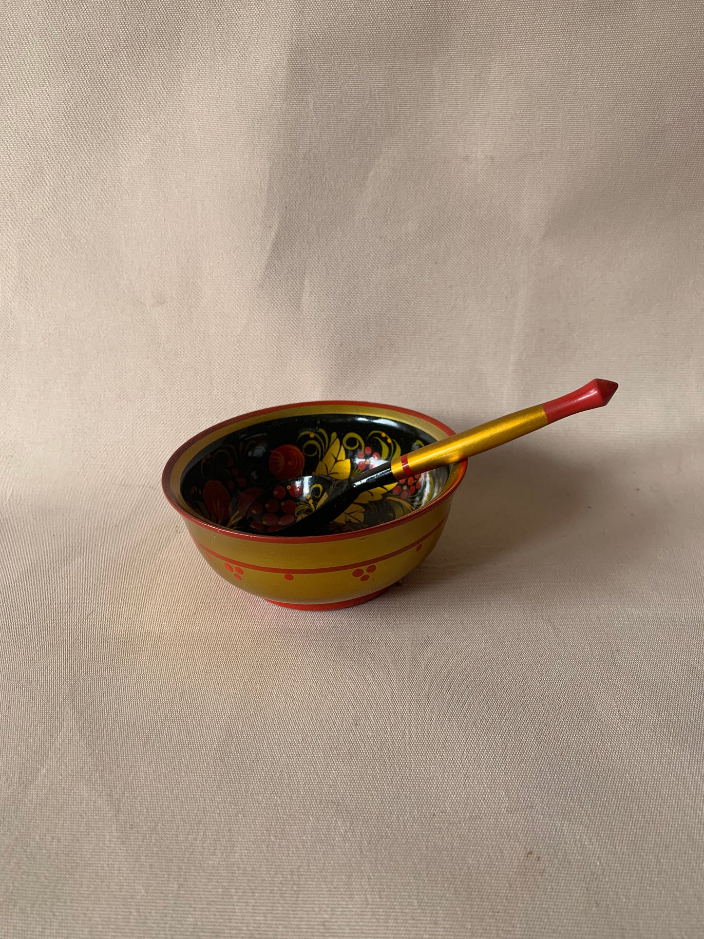 Wooden Chinese Bowl and Spoon Set