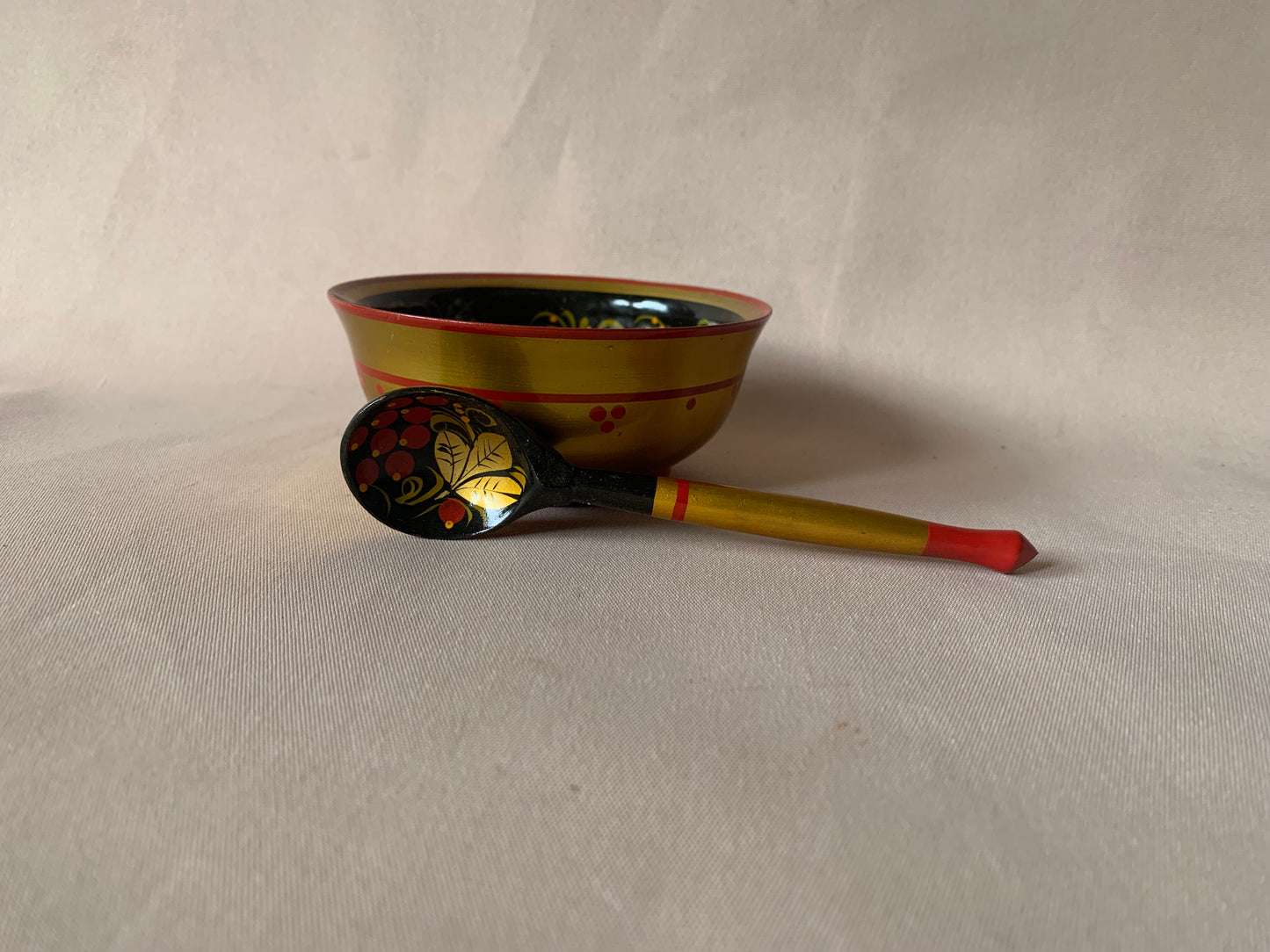 Wooden Chinese Bowl and Spoon Set