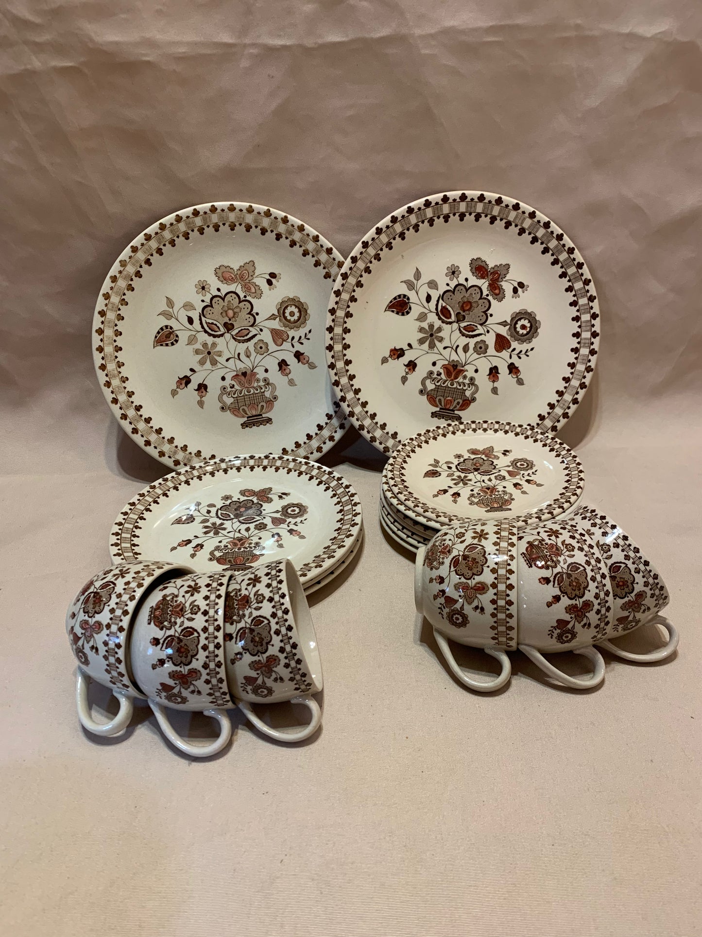 Staffordshire Old Granite Johnson Bros Jamestown Plates and Cups