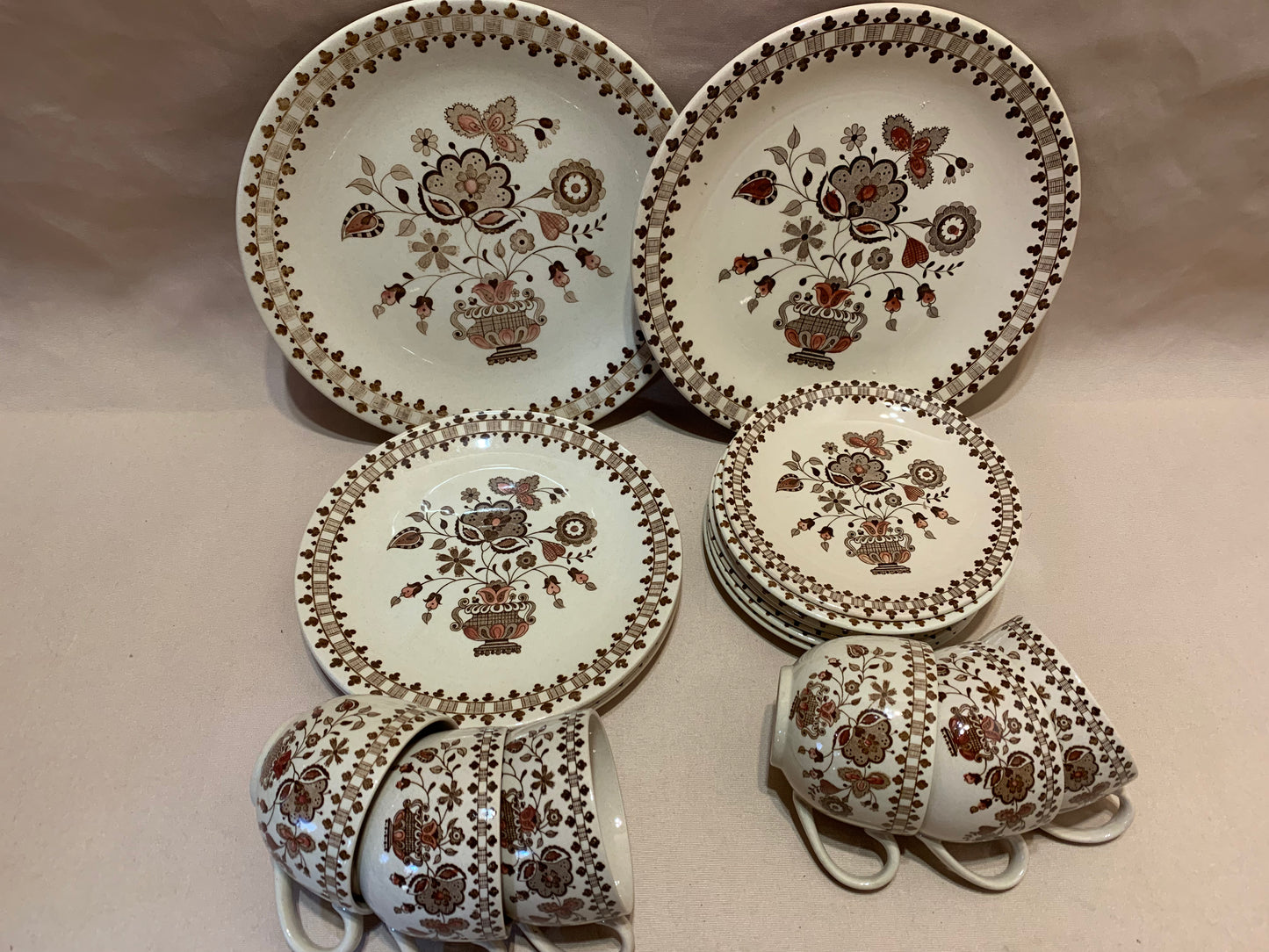 Staffordshire Old Granite Johnson Bros Jamestown Plates and Cups