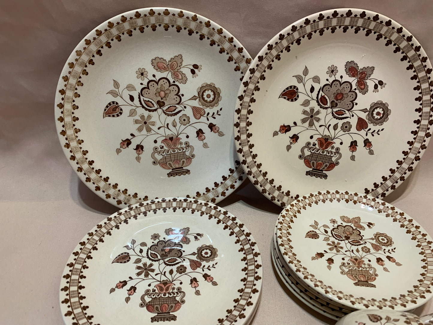 Staffordshire Old Granite Johnson Bros Jamestown Plates and Cups