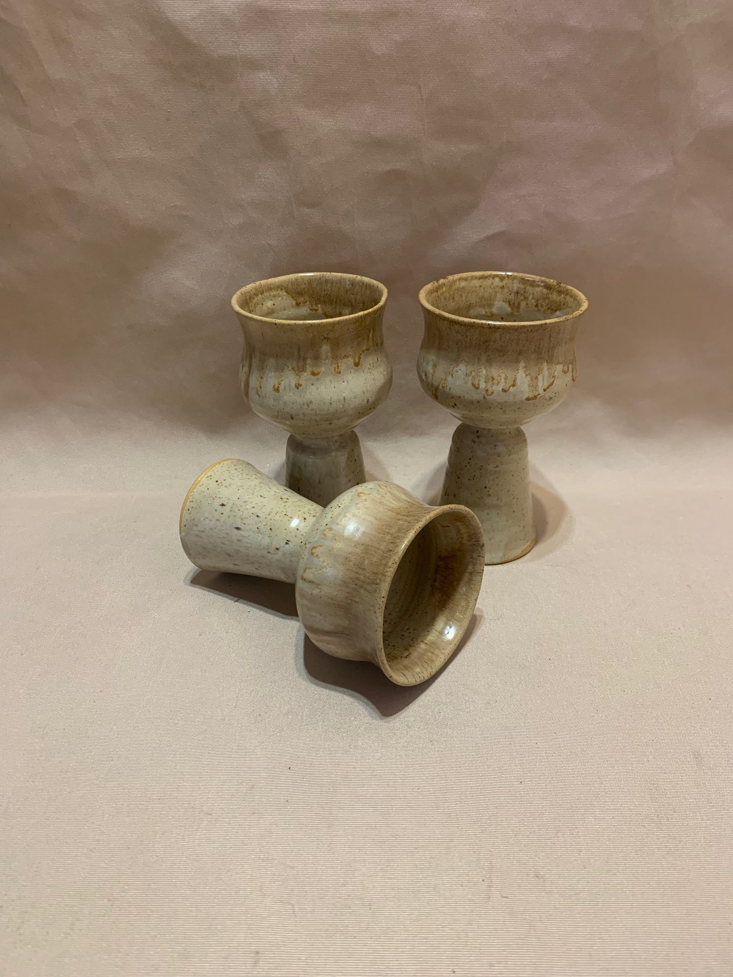 Set Of 3 Earthenware Goblets