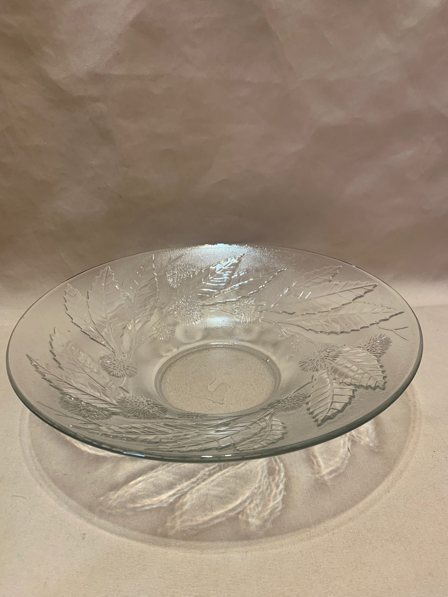 34cm Winter Leaf Cut Glass Fruit Bowl