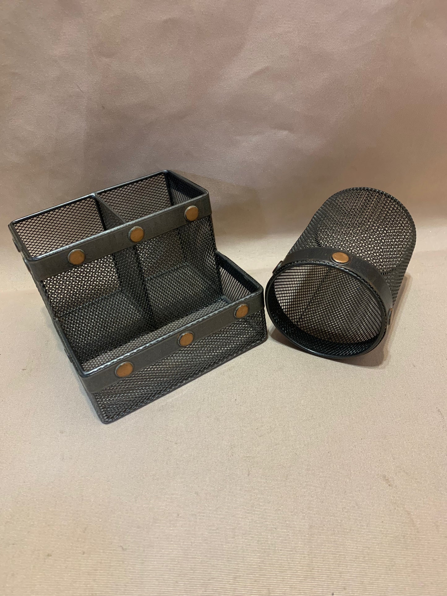 Black Metal Mesh Desk Organiser Set