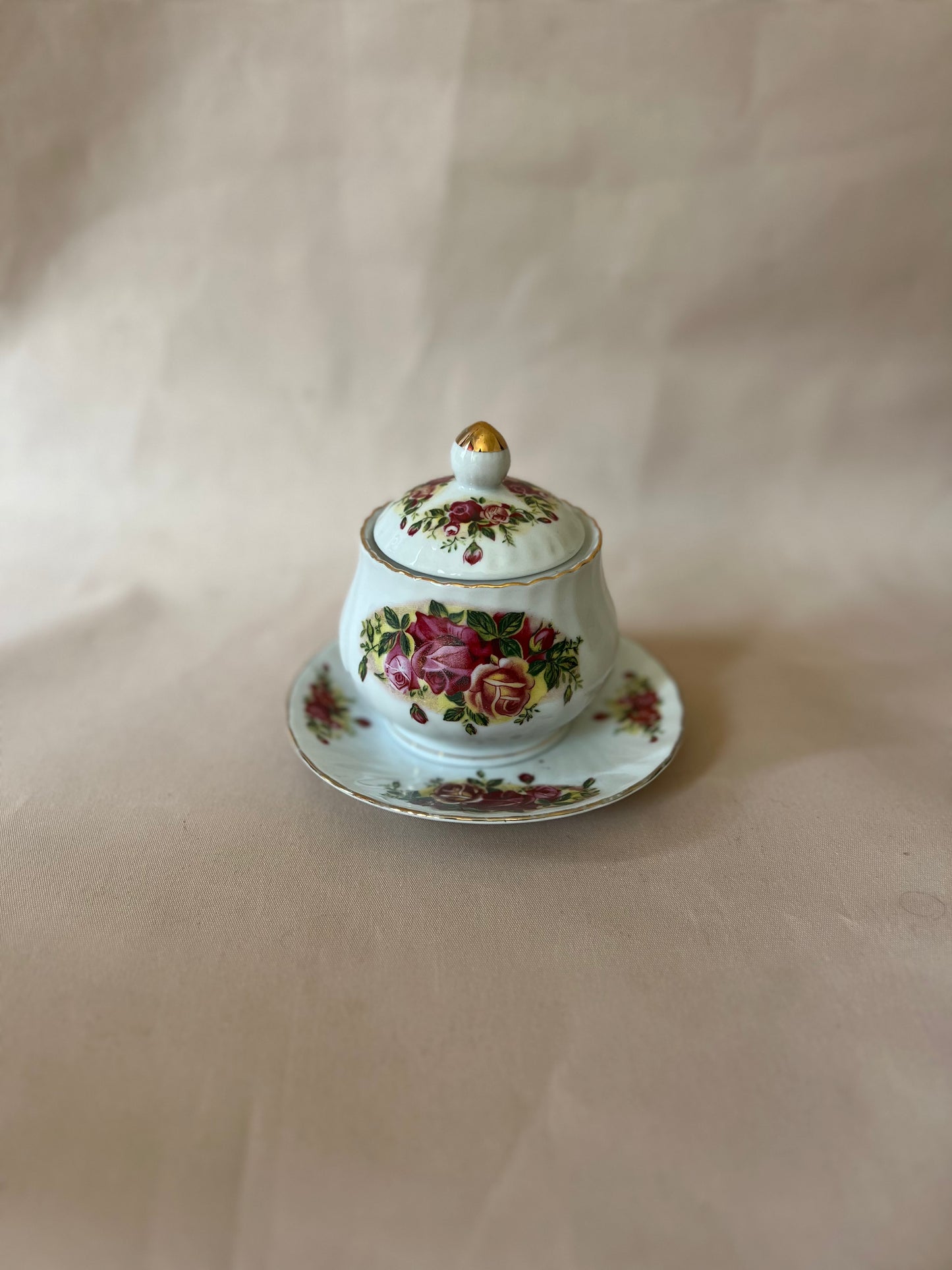 English Rose Sugar Bowl and Saucer