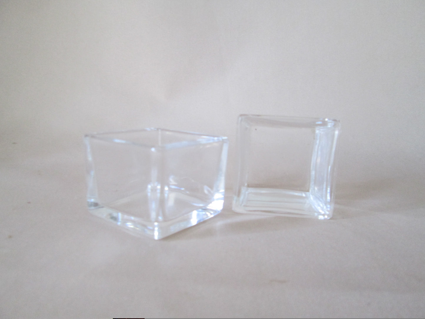 Set of 2 Square Glass Bowls / Votives 5.5cm