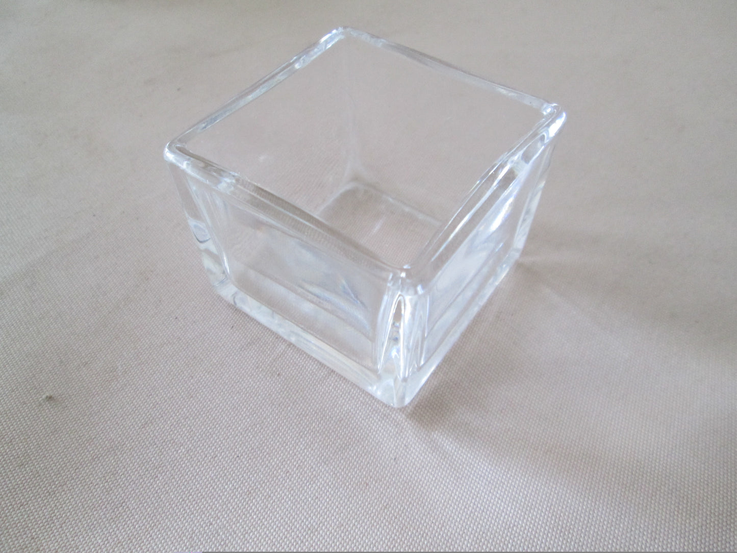 Set of 2 Square Glass Bowls / Votives 5.5cm