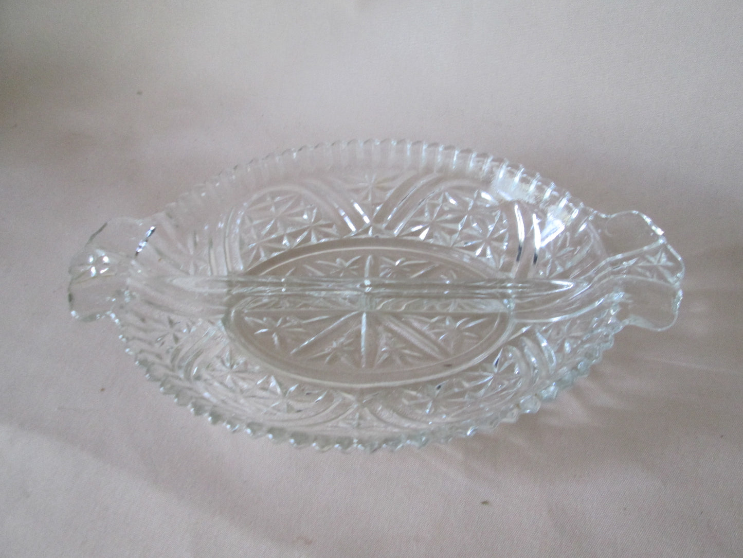 Clear Cut Glass Snack Server