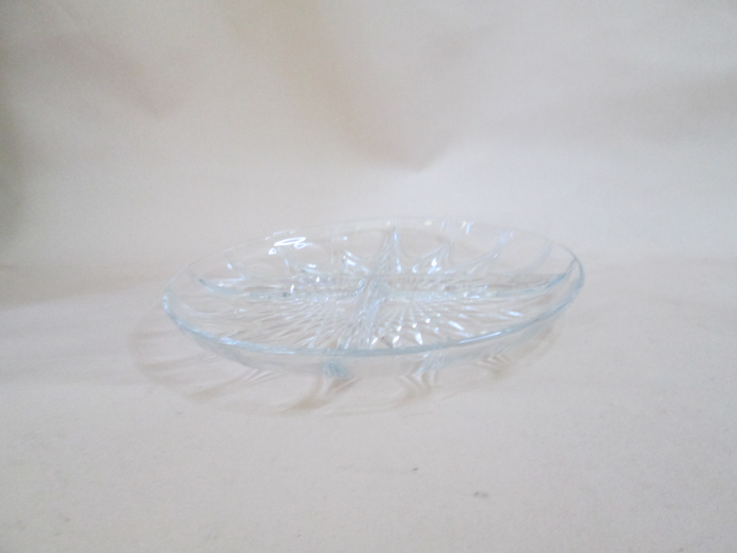 Round Clear Cut Glass Snack Platter
