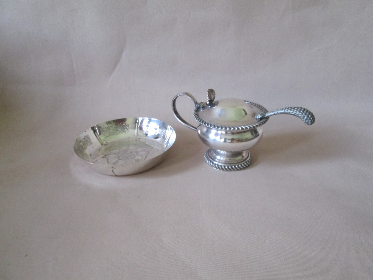 EPNS Sugar Bowl and EPNS Small Dish 11.5cm