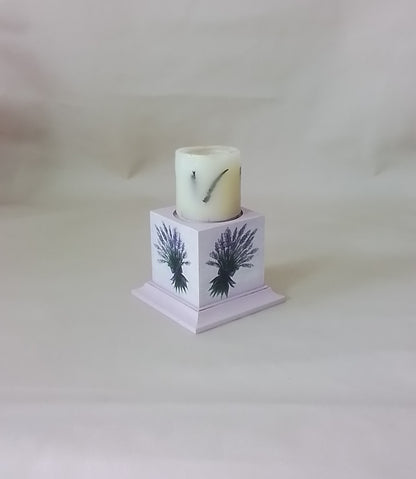 Wooden Box Lavender Design Candle Holder