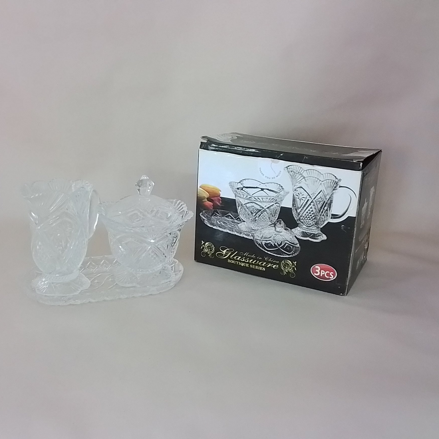 Exquisite Article Series Glassware 3pcs Tea Set-New