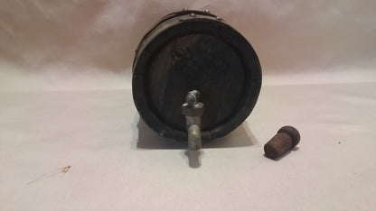 Mini Wine Barrel with Brass Finish and Working Tap