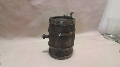 Mini Wine Barrel with Brass Finish and Working Tap