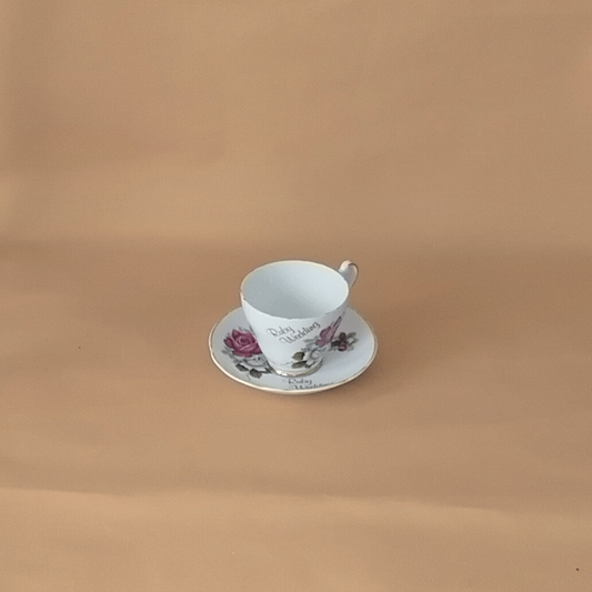 Argyle Ruby Wedding Cup and Saucer