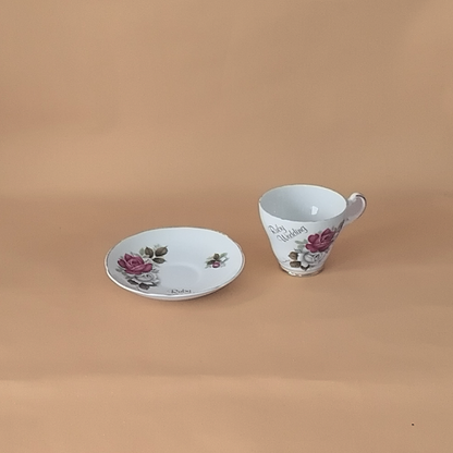 Argyle Ruby Wedding Cup and Saucer