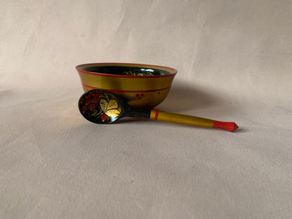 Wooden Chinese Bowl and Spoon Set