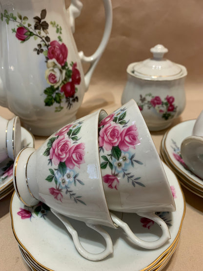 22Pc TRISA Pink Rose Tea Set
