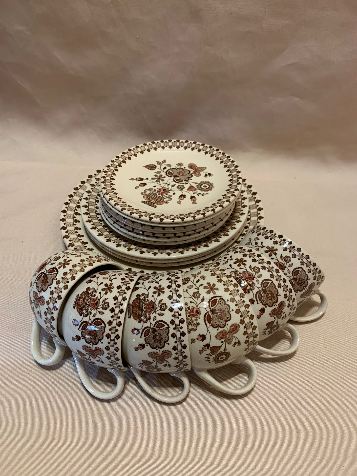 Staffordshire Old Granite Johnson Bros Jamestown Plates and Cups