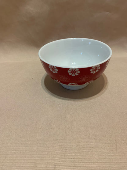 Red and White Forklore Porcelain Bowl 400ml
