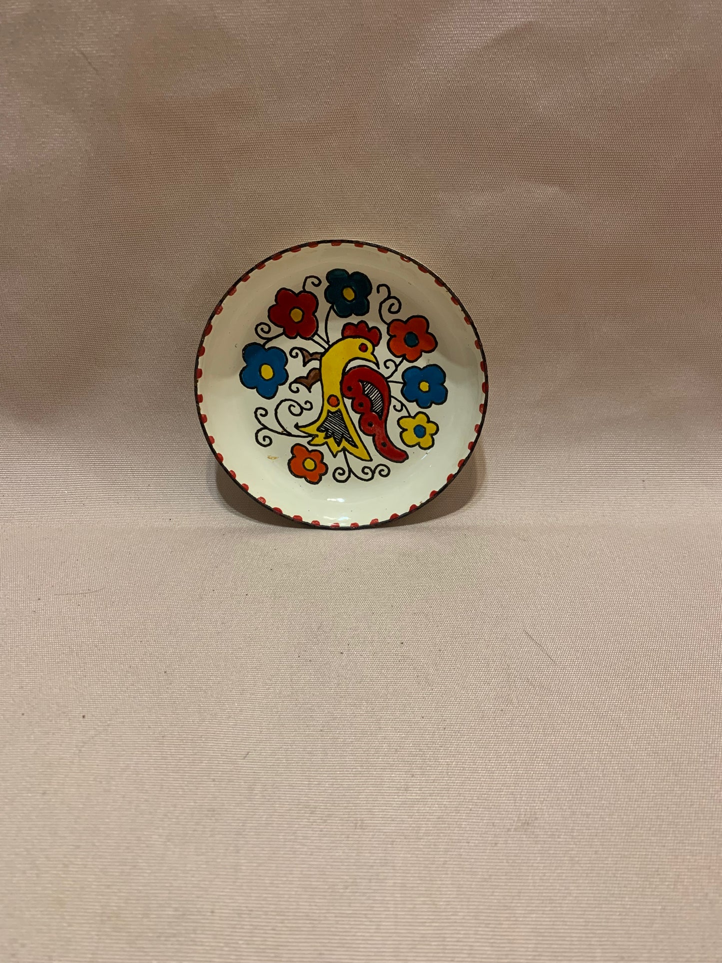 Hand Made Enamel Trinket Plate  10cm