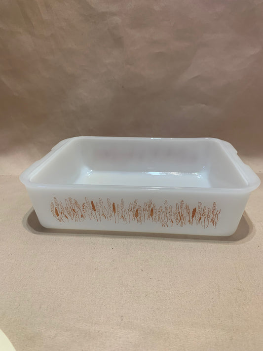 Vintage Proctor Silex Casserole Slow Cook Dish #2 Wheat Pattern Milk Glass