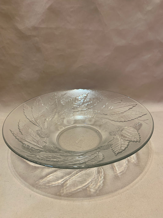 34cm Winter Leaf Cut Glass Fruit Bowl