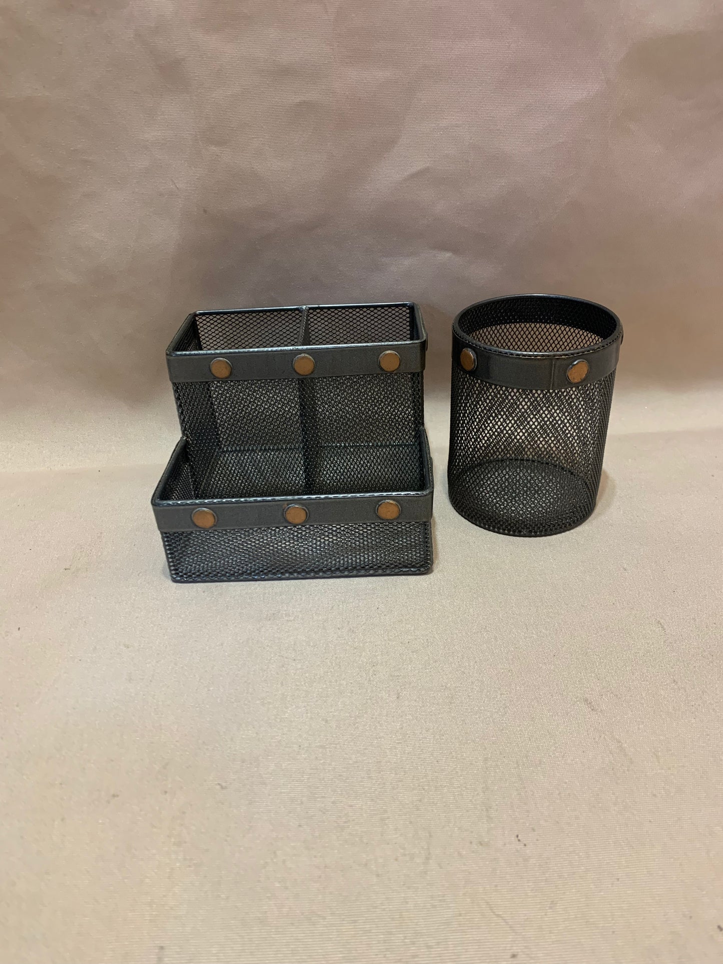 Black Metal Mesh Desk Organiser Set