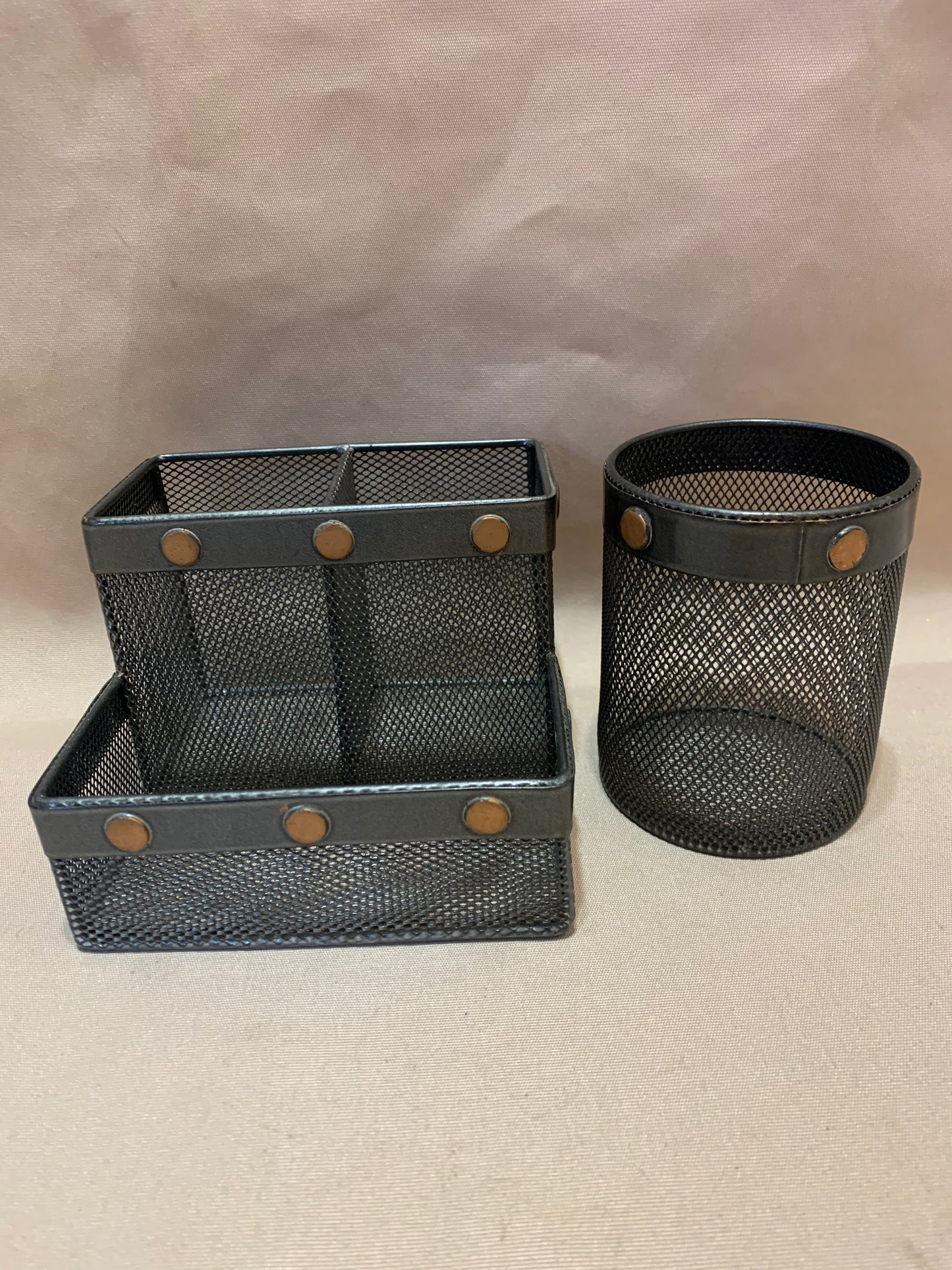 Black Metal Mesh Desk Organiser Set