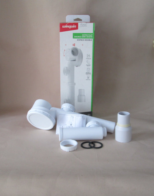 Wirquin Extra Flat Double Sink Waste Pipe - New