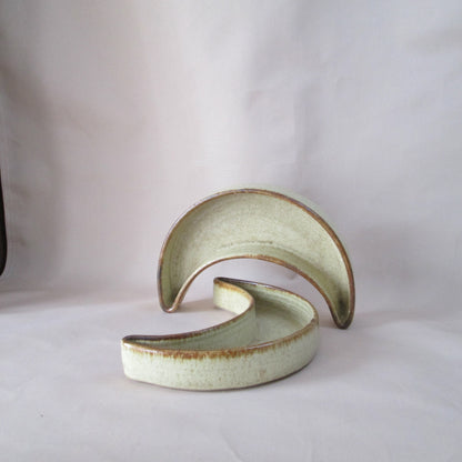 Set of 2 Moon Shape Stoneware Servers
