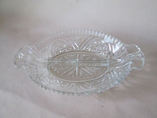Clear Cut Glass Snack Server