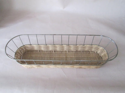 Stainless Steel & Wicker Basket