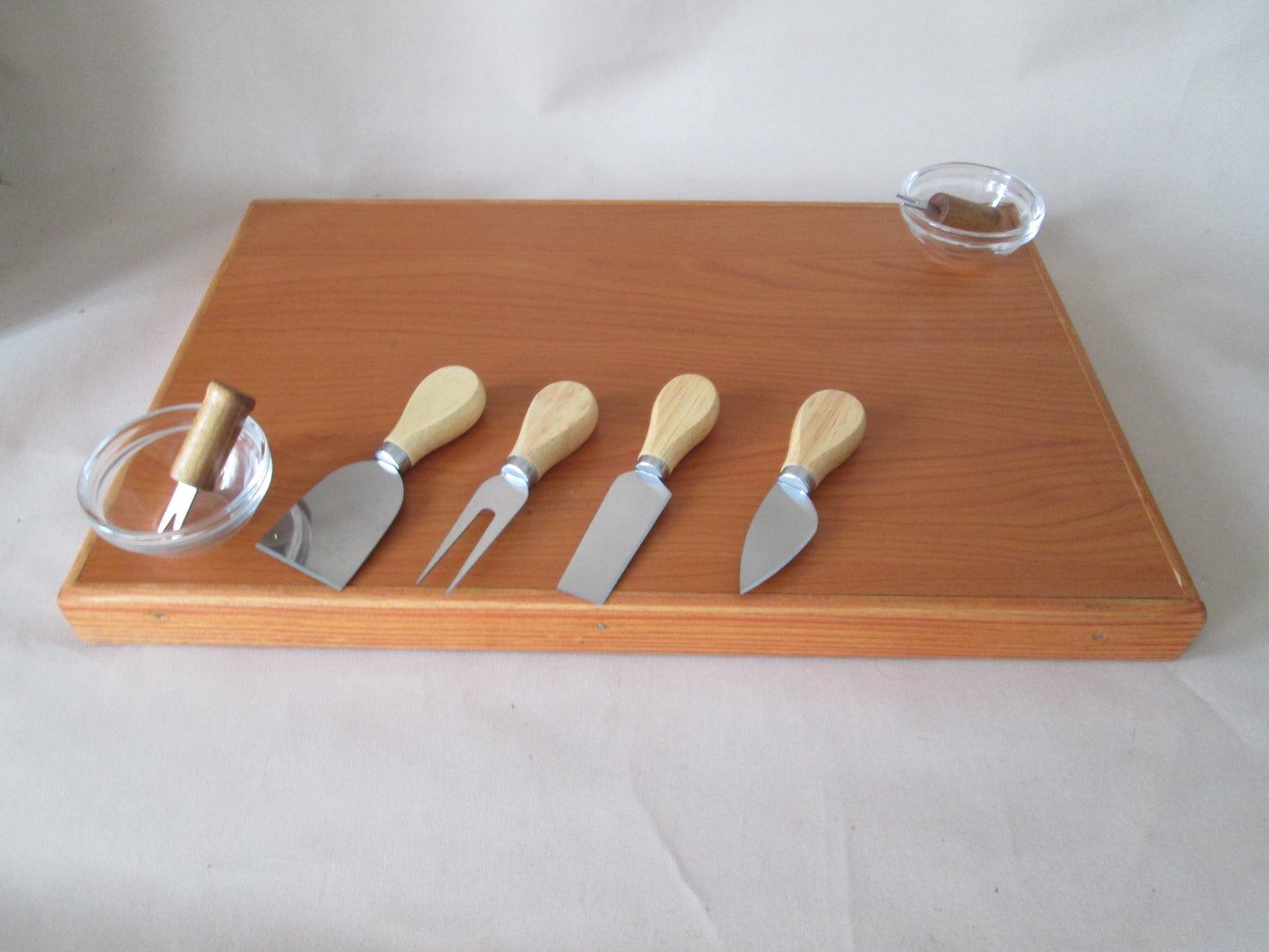 Solid Oak Cheese Board Set