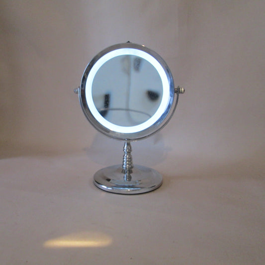 Double Sided Mirror Stand with Built-In Ring Light