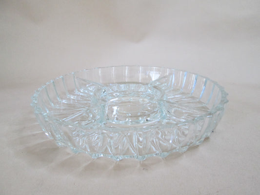 Round Clear Heavy Cut Glass Snack Platter