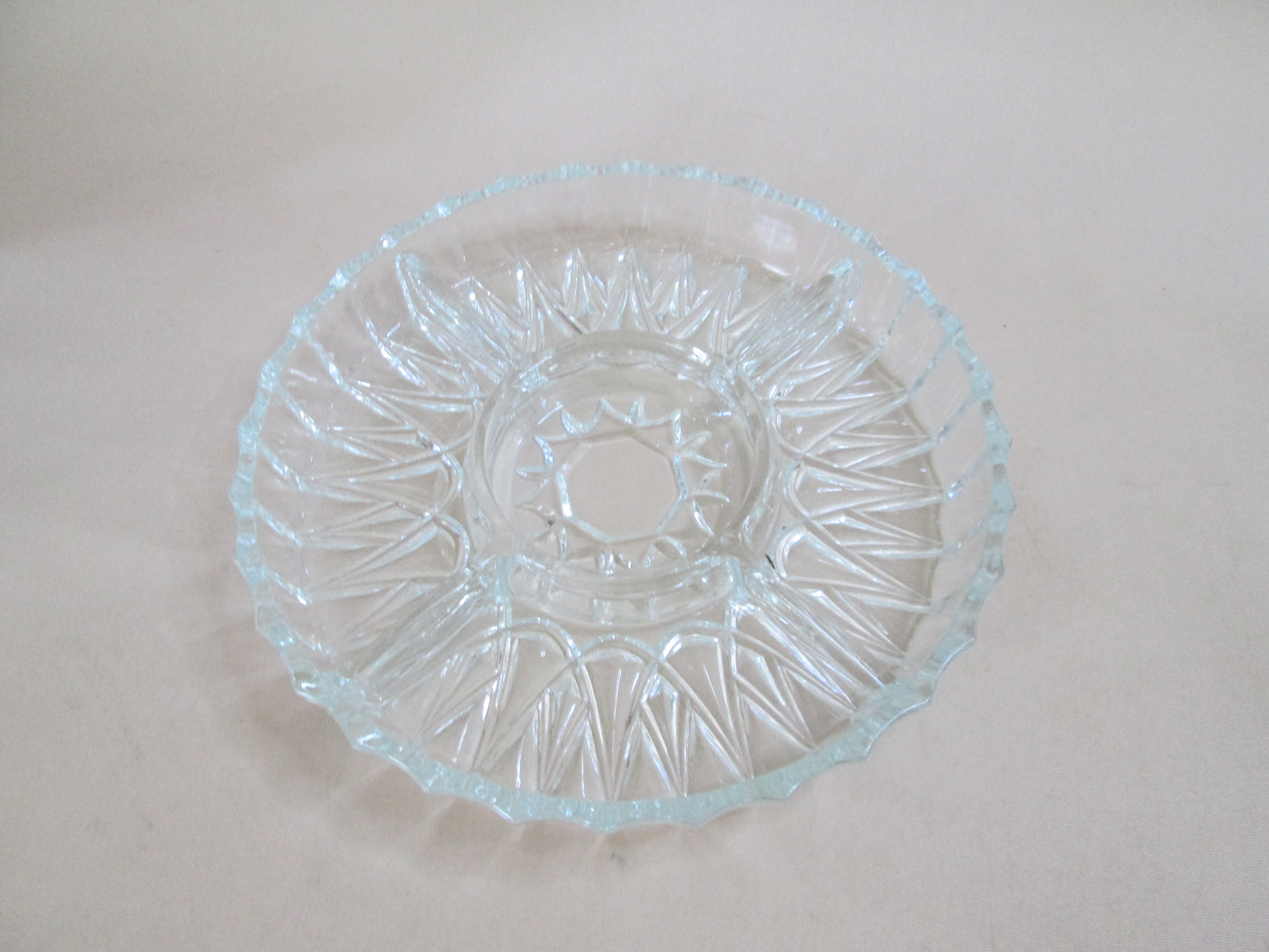 Round Clear Heavy Cut Glass Snack Platter