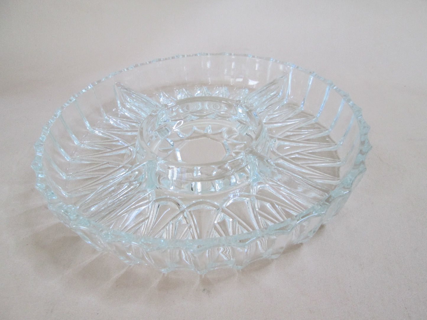 Round Clear Heavy Cut Glass Snack Platter