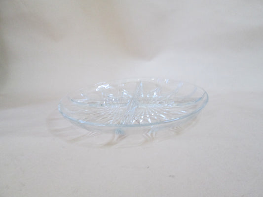 Round Clear Cut Glass Snack Platter