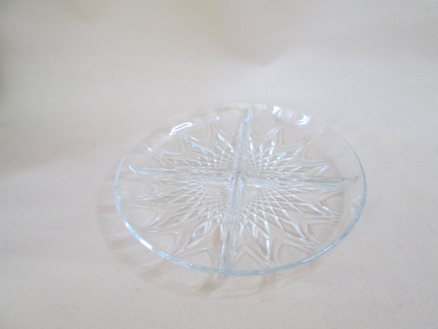 Round Clear Cut Glass Snack Platter
