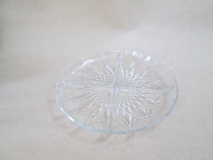 Round Clear Cut Glass Snack Platter