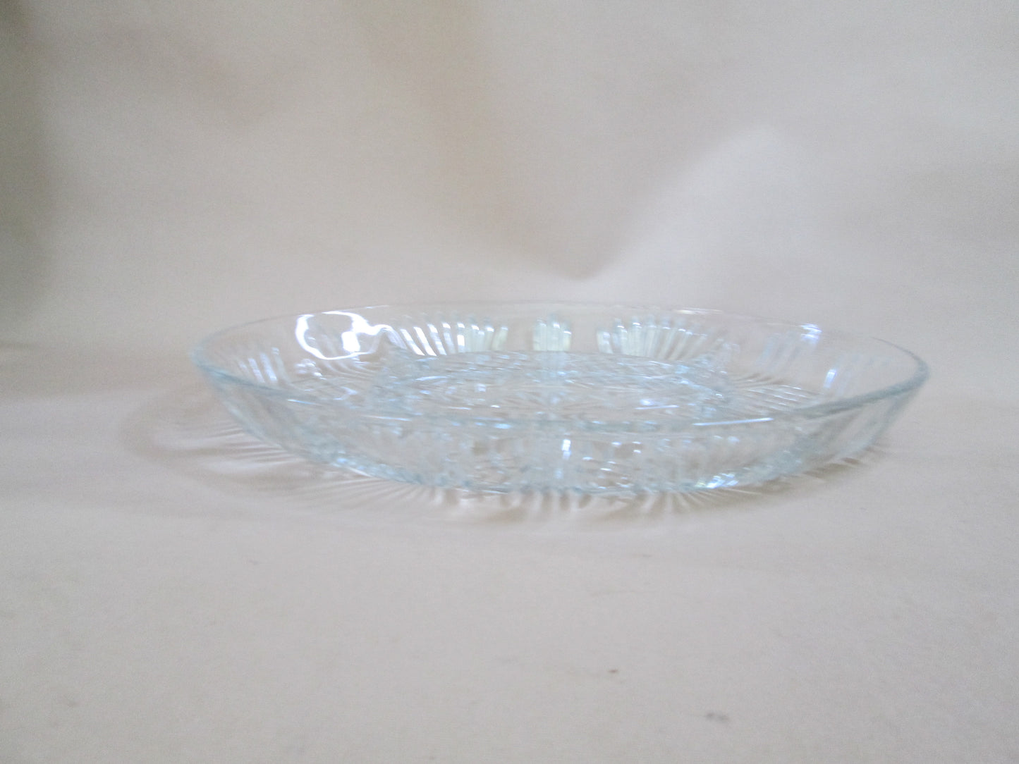 Oval Clear Cut Glass Snack Platter