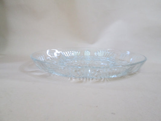 Oval Clear Cut Glass Snack Platter