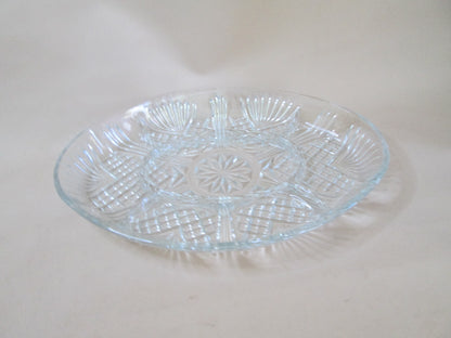 Oval Clear Cut Glass Snack Platter